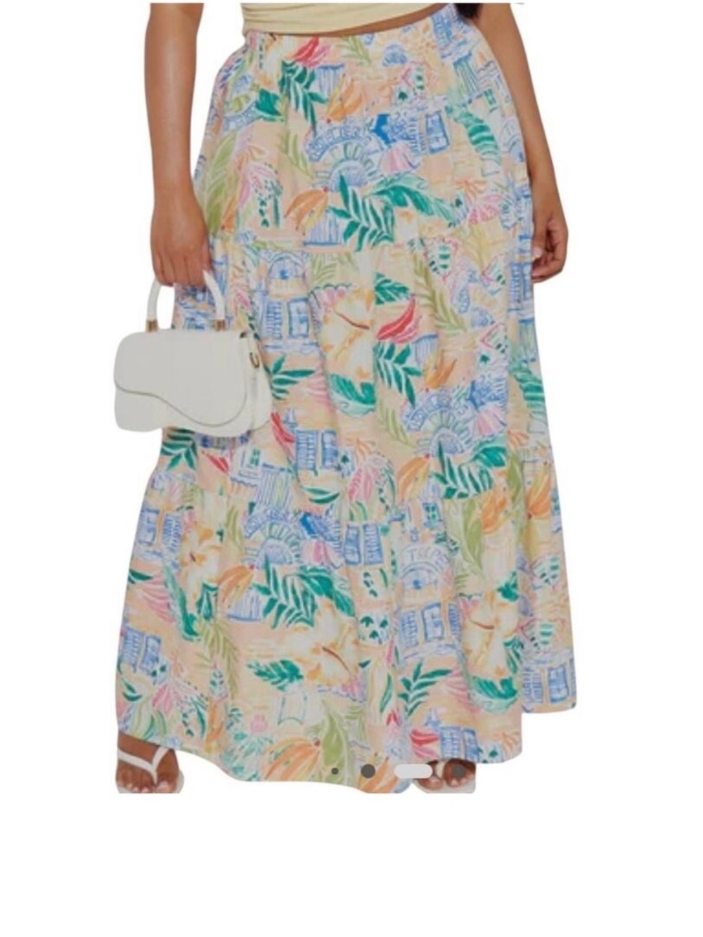 Fashion Nova medium San Tropez tiered tropical midi skirt SK 3117